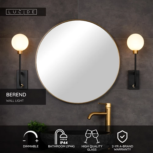Lucide BEREND - Wall light Bathroom - 1xG9 - IP44 - Black - USP